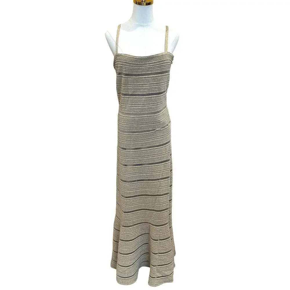 Herve Leger Gold Bandage Gown LARGE Mermaid Metallic Formal Party Designer $1590 - Picture 9 of 14
